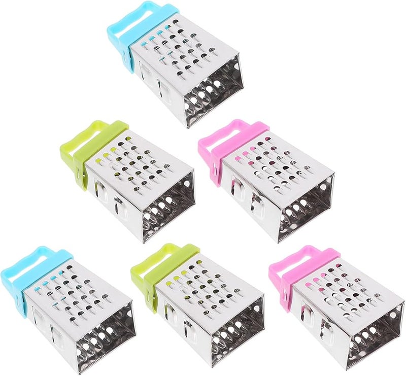 Mobestech 6Pcs Stainless Steel Grater Box Set Mini Cheese Fruit Vegetable Cutter With Plastic Handle - Image 1
